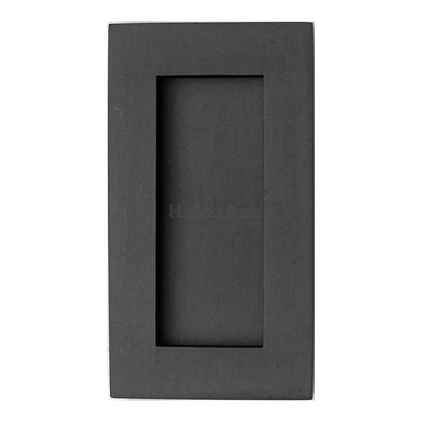 C1855 105-BKMT • 105 x 58mm • Matt Black • Heritage Brass Glue & Pin Fix Rectangular Flush Pull